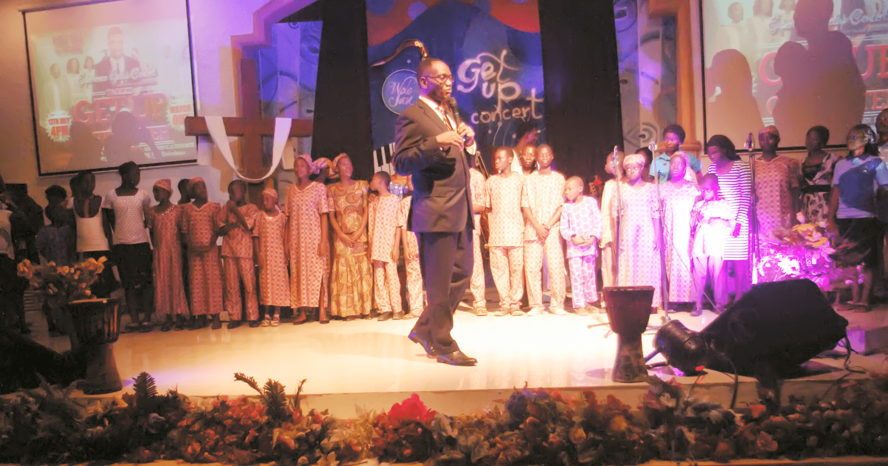 Stage at the Getup Concert with children